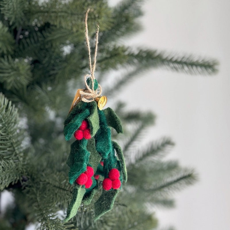 Holly Sprig Felt Ornament