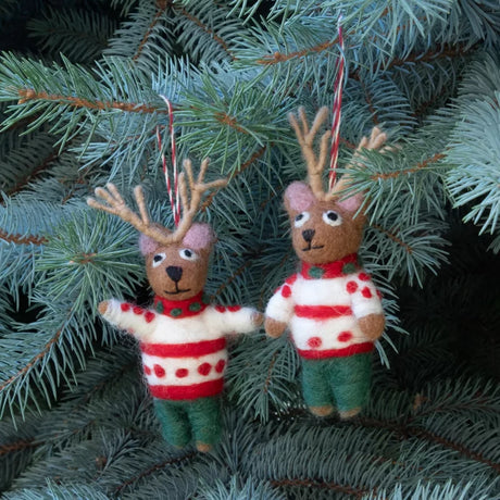 Felt Reindeer with Sweater Ornament