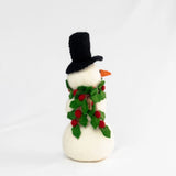 Felt Snowman with Holly Scarf Small