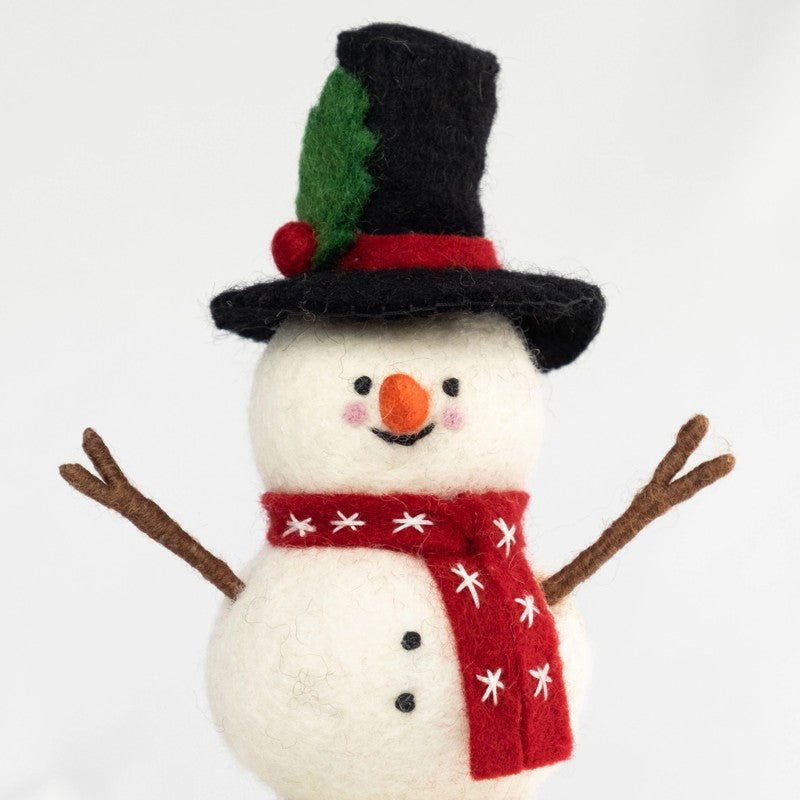 Felt Snowman with Red Scarf Large