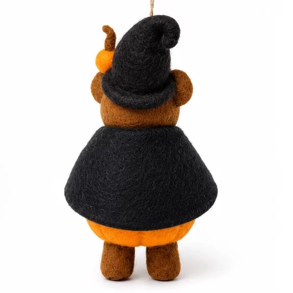 Felt Wizard Pumpkin Bear Ornament