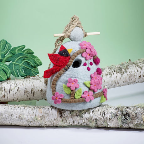 Felt Birdhouse Cherry Cardinal