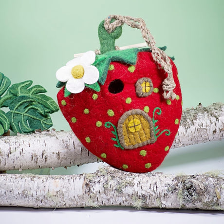Felt Birdhouse Strawberry Cottage