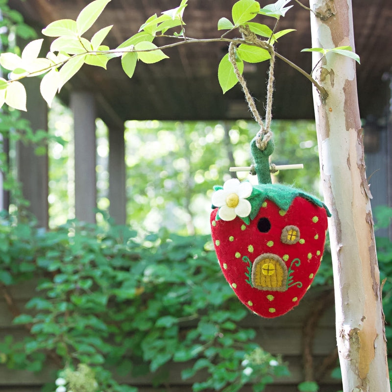 Felt Birdhouse Strawberry Cottage