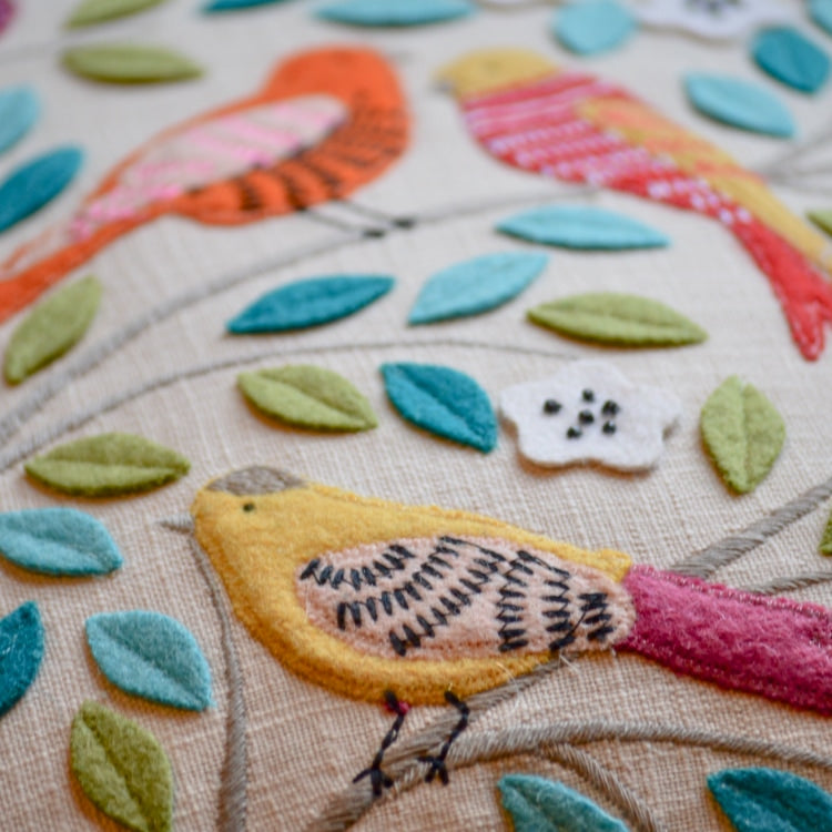 Five Birds Pillow Close Up