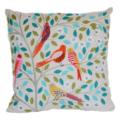 Five Birds Pillow on White Background