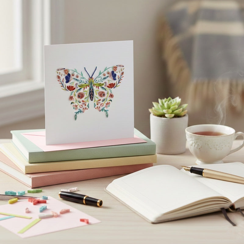 Floral Butterfly Quilling Card