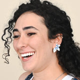Flourish Blue & Silver Leaf Earrings