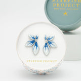 Flourish Blue & Silver Leaf Earrings