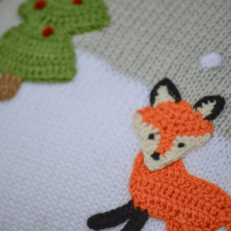 Fox Friend Knit Pillow Close Up