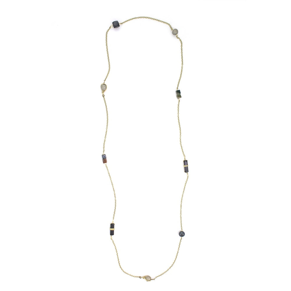 Gem Rope Necklace - Cool Gray/Black