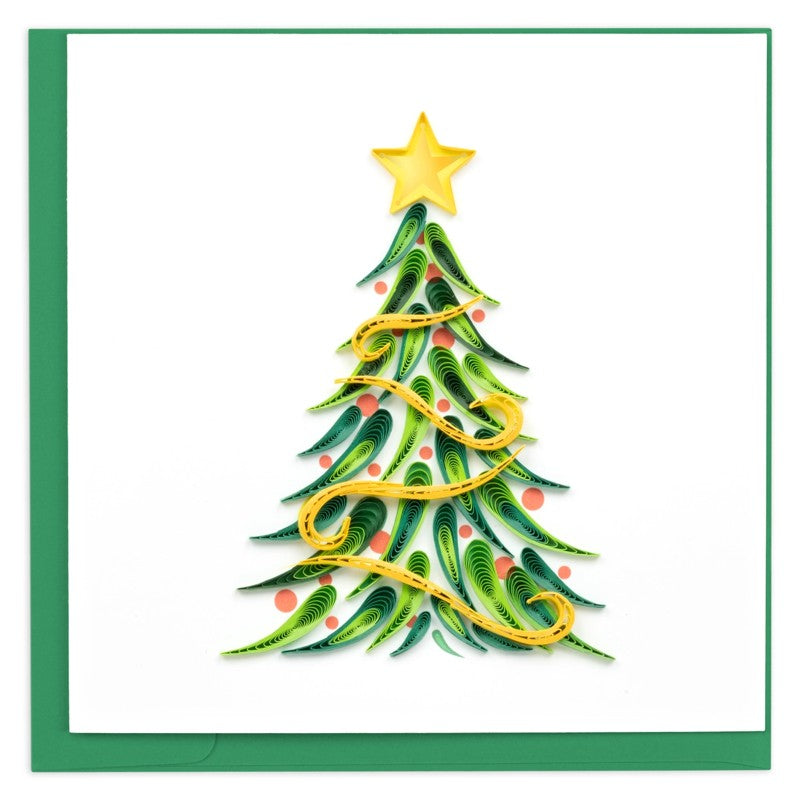 Gold Garland Christmas Tree Quilling Card
