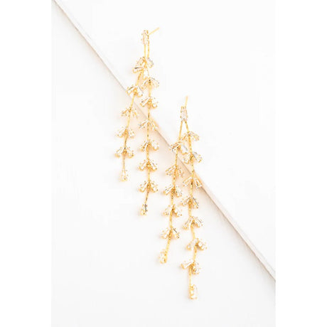 Graceful Willow Zircon and Gold Dangle Earrings