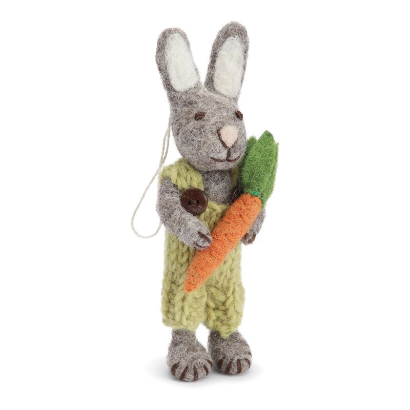 Grey Bunny with Green Pants and Carrot
