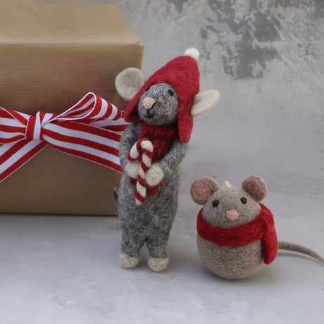 Felt Mouse with Scarf Ornament