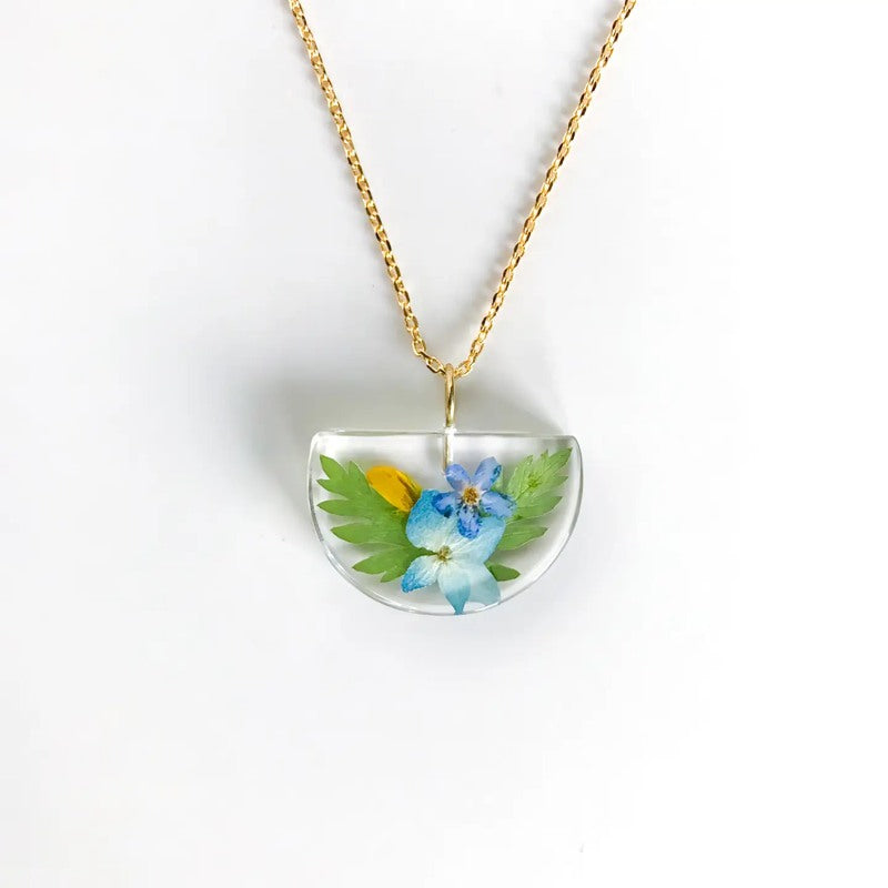 Half Moon Mixed Flower Necklace