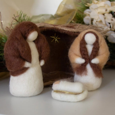 Handmade Petite Felt Nativity with Barn