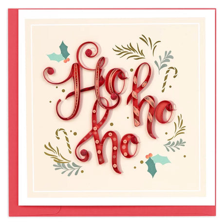 Close-up of a Quilling Card featuring festive "Ho Ho Ho" lettering with colorful paper quilling decorations.