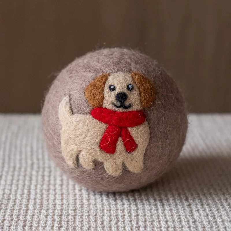 Holiday Eco Wool Dryer Ball - Goldie Dog