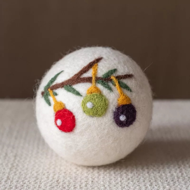 Holiday Eco Wool Dryer Ball - Ornaments on a Branch
