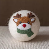 Holiday Eco Wool Dryer Ball - Red Nosed Reindeer