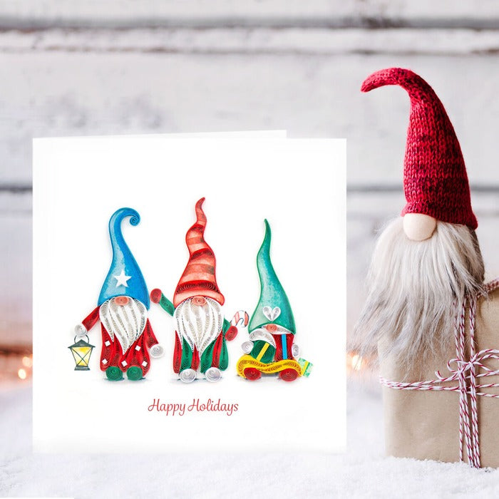 Holiday Gnomes Quilling Card styled 1