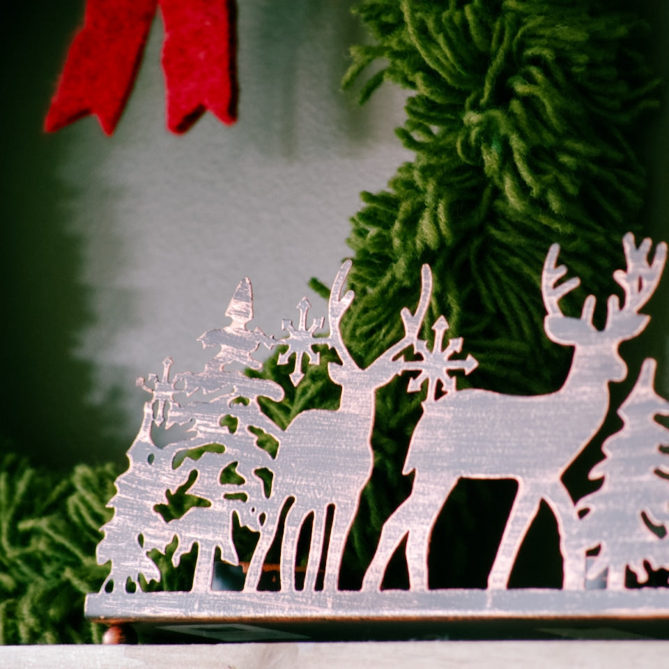 Holiday Reindeer Scene Candleholder