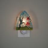 Green Hummingbird on Blue with Pink Flower Night Light