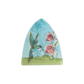 Green Hummingbird on Blue with Pink Flower Night Light