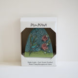 Green Hummingbird on Blue with Pink Flower Night Light