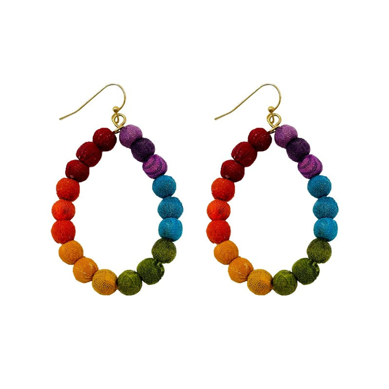 Kantha Prism Teardrop Earrings
