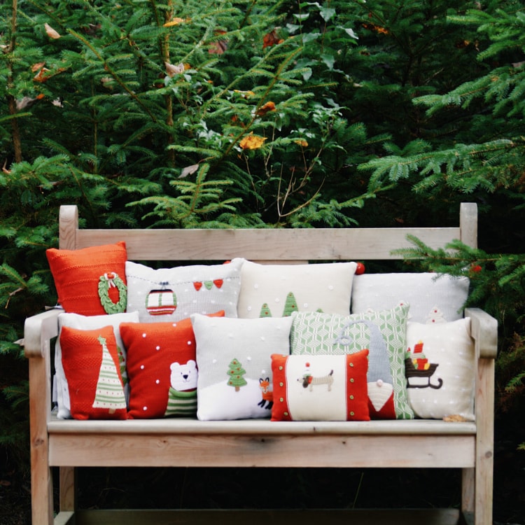 Knit Christmas Pillows Styled