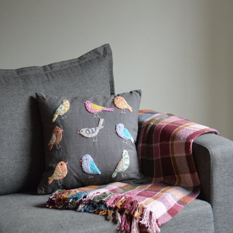 Knotty Bird Pillow Styled with Throw