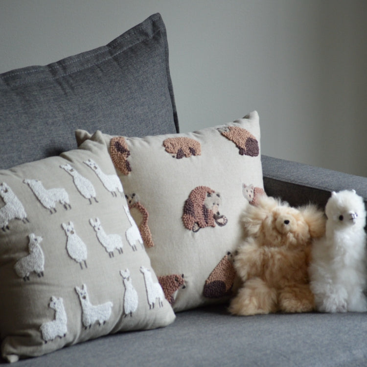 Knotty Llama and Bear Necessities PIllows Styled