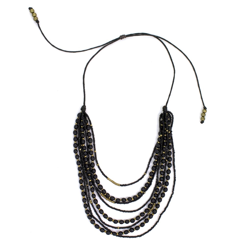 Mallorca Necklace - Black w/ Gold