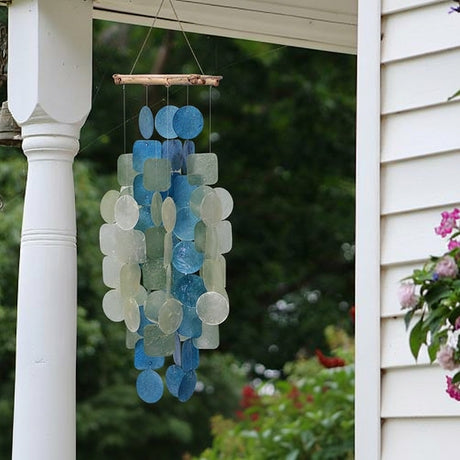 Medium Capiz Shell Chime - Green Blue