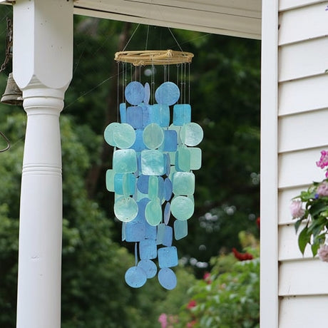 Medium Capiz Shell Chime - Blue Turquoise