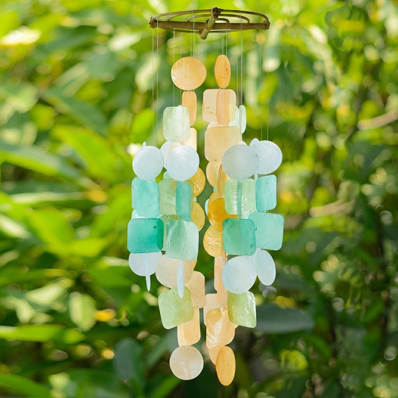 Medium Capiz Shell Chime - Tropical Flowers