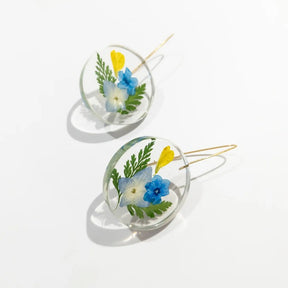 Mixed Flower Full Moon Earrings