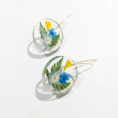 Mixed Flower Full Moon Earrings