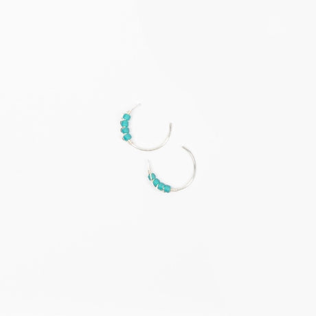 Moab Western Beaded Hoop Earrings Sterling Silver