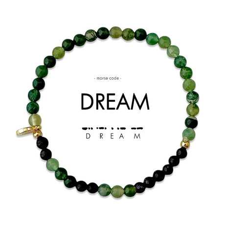 Morse Code Bracelet Dream Moss Agate & Blue Sandstone