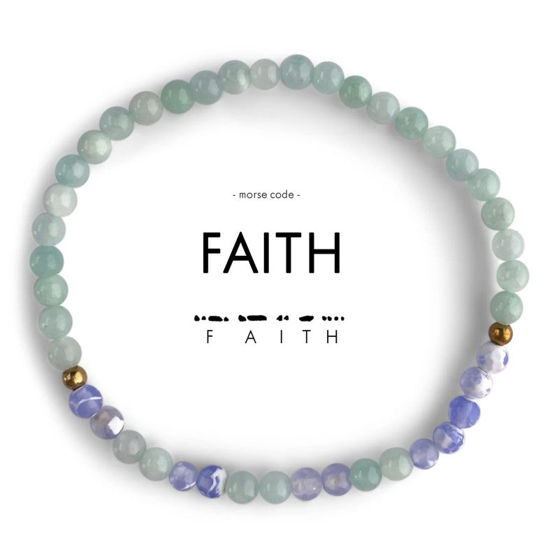 Morse Code Bracelet Faith Mint & Blue Lace Agate