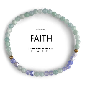 Morse Code Bracelet Faith Mint & Blue Lace Agate