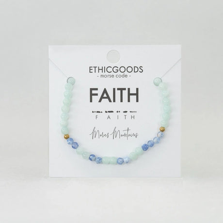 Morse Code Bracelet Faith - Mint & Blue Lace Agate