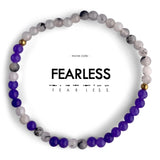 Morse Code Bracelet Fearless Rainbow Moonstone & Purple Jade