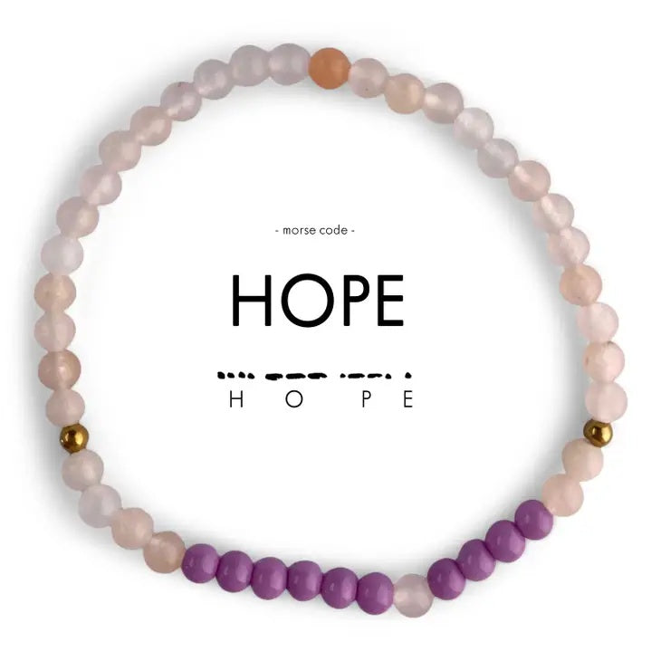 Morse Code Bracelet Hope - Pink Aventurine & Bright Lilac