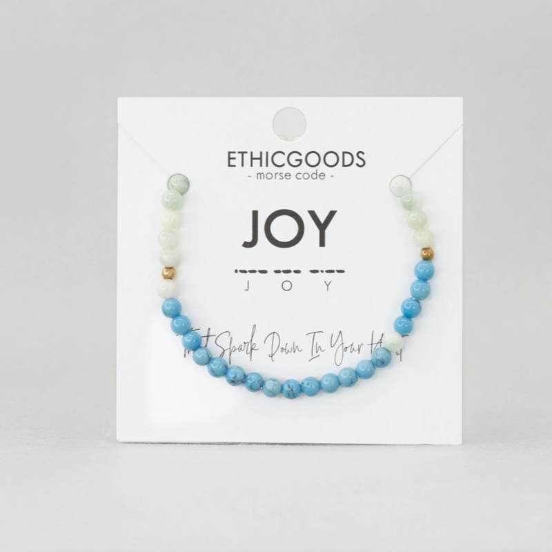 Morse Code Bracelet Joy - Airy Blue & Light Green