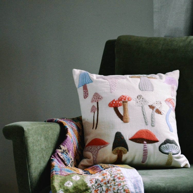 Mushroom multi Pillow Styled with Throw