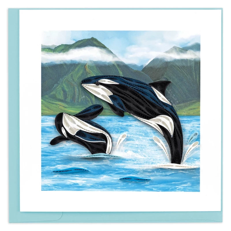 Orca Whales Quilling Card